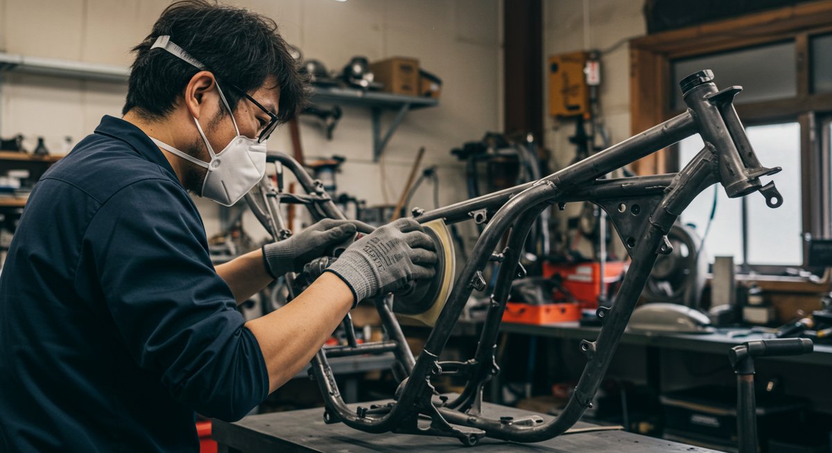 バイクのフレーム 塗装